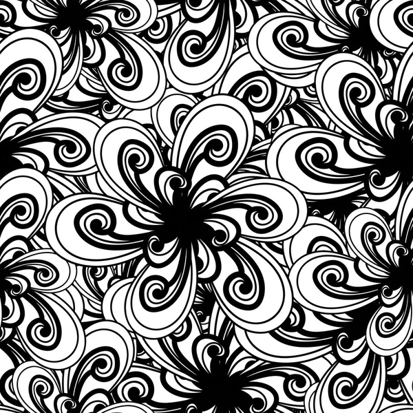 Fondo abstracto. Patrón blanco y negro. Floral sin costura ba — Archivo Imágenes Vectoriales