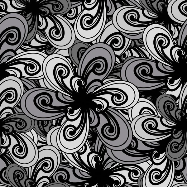 Fundo abstrato. Padrão preto e branco. Floral sem costura ba — Vetor de Stock