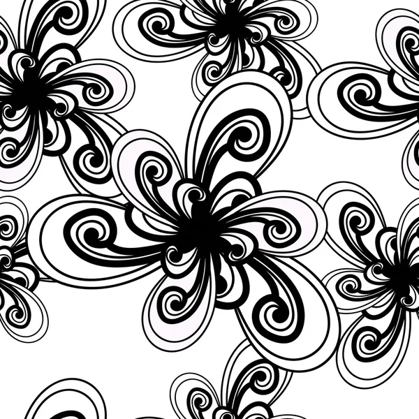 Abstract background. Black and white pattern. Floral seamless ba Vector Graphics