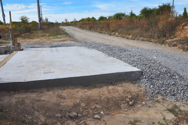 Construcción Nueva Manera Conducir Hormigón Garaje Casa — Foto de Stock