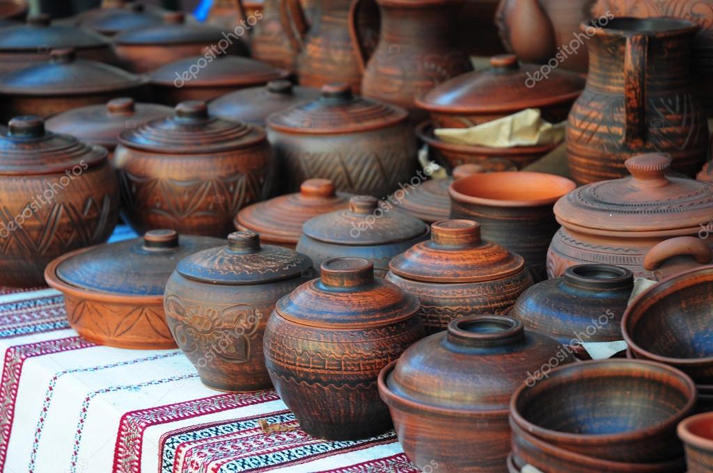 Many Ceramic and Decorative Dishes and Pots Stock Image - Image of