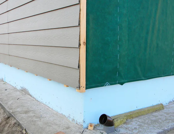 Kunststof Gevelbekleding Muurconstructie Isolatie Membraan Huis Muur — Stockfoto