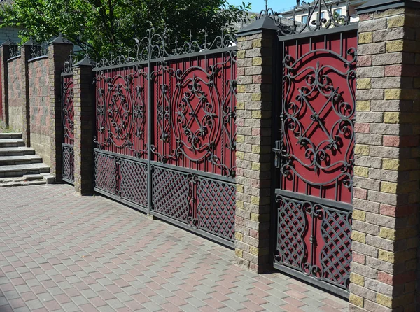 Brick Metal Fence Door Gate Metal Fence Ideas Royalty Free Stock Images