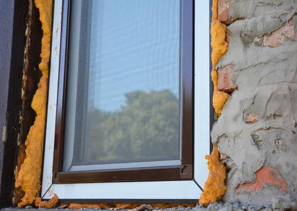 Close Window Insulation Foam You Replace Your Windows You Want — Stock Photo, Image