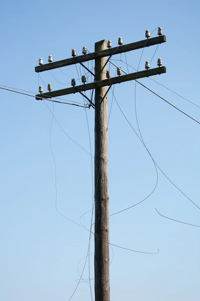 Elektrische Post Macht Pole Draad Breuk Land — Stockfoto