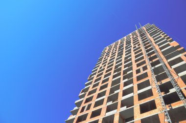 Yapı İnşaat site işi blues gökyüzü karşı. Kendi listeleri, notlar, metin, çizimler eklemek için alanı Kopyala.