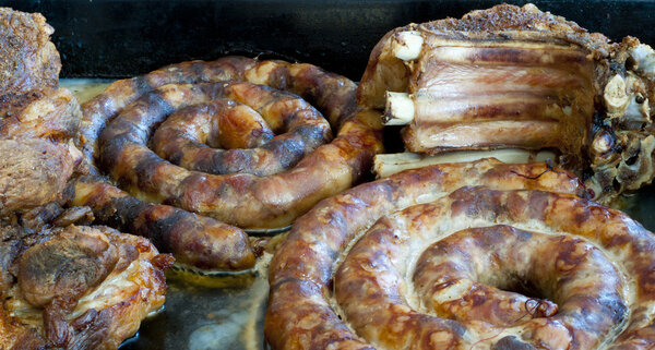Traditional ukrainian cuisine - sausage and ribs