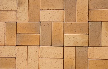 Beautiful Luxury German Vintage Yellow Brown Ceramic Clinker Pavers for Patio as a Textured Background for Your Text.