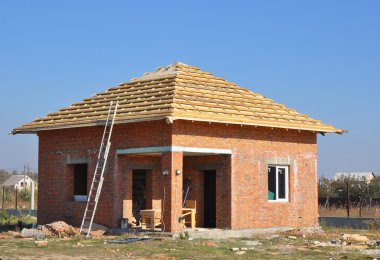 New Roof Membrane Coverings Wooden Construction Home Framing wit