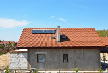 Beautiful New Building House Energy Efficiency Solution Concept