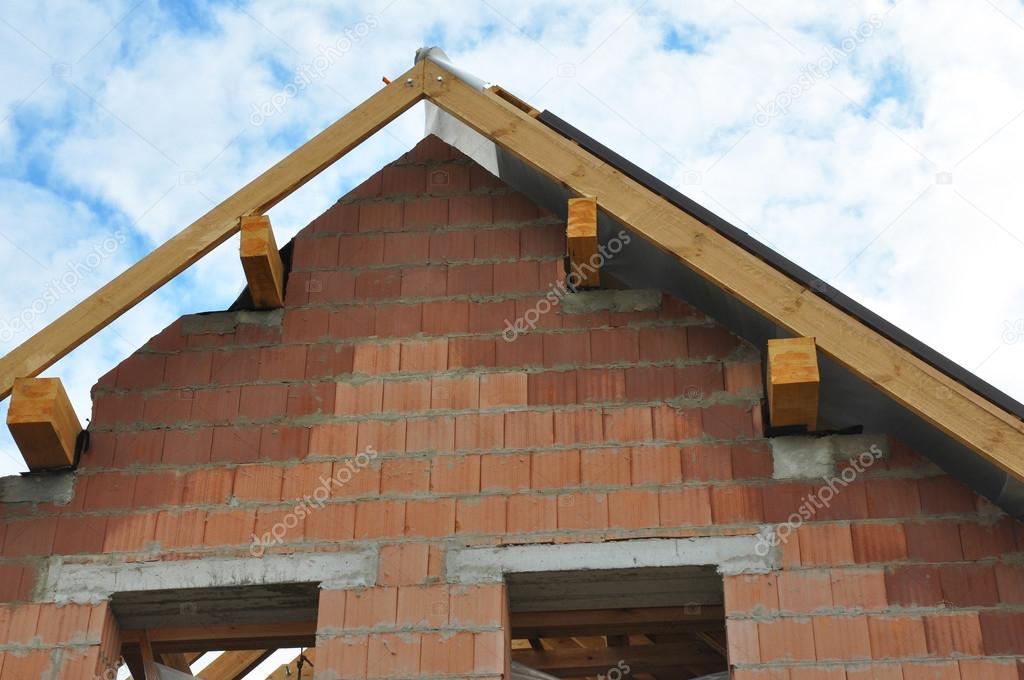 Roofing Construction Details Exterior. Rooftop View on Roof Ins — Stock