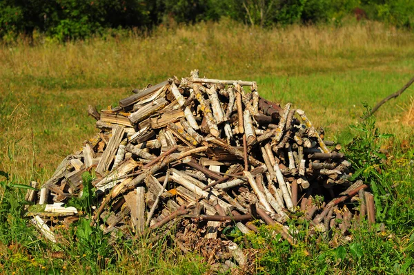 Close Big Firewood Stack — Stock Photo, Image