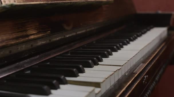 Musicista professionista che suona melodia su pianoforte retrò. Talento. Canzone. Chiavi in bianco e nero. Gamma — Video Stock