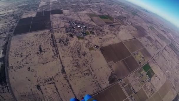 Paraquedismo profissional pára-quedismo no céu azul acima do Arizona. Dia ensolarado . — Vídeo de Stock