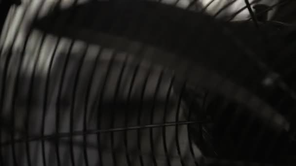 Vista do ventilador de ar rotativo preto no quarto. Hélice. Condicionamento . — Vídeo de Stock