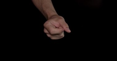 Tatlı adam el izole siyah arka plan üzerine ek duygu için