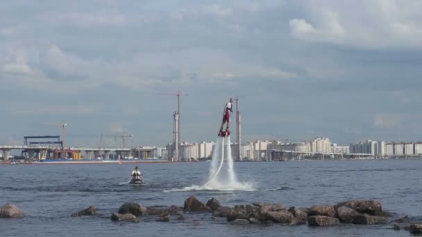 Extreme Fly Board acrobatics — Stock Video