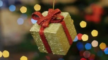 Noel hediye oyuncak arka plan bokeh döner