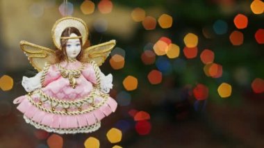 Noel meleği bokeh ışıklar bebek. Başlık alanı