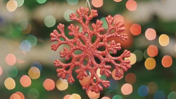 Weihnachten Schnee Spielzeug zittert im Hintergrund Bokeh — Stockvideo