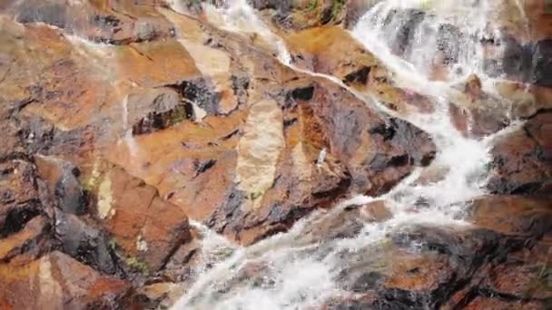 Flusso d'acqua da vicino. Cascata sulla montagna di pietra — Video Stock