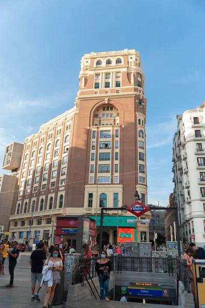 Мадрид Испания Сентября Здание Palacio Prensa Метро Callao Вид Площади — стоковое фото