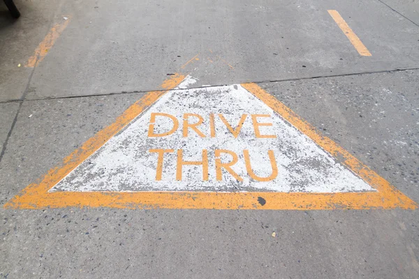 Drive Thru sign on the rode — 图库照片