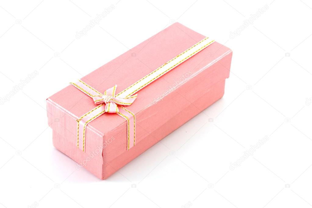 The pink giff box on white background