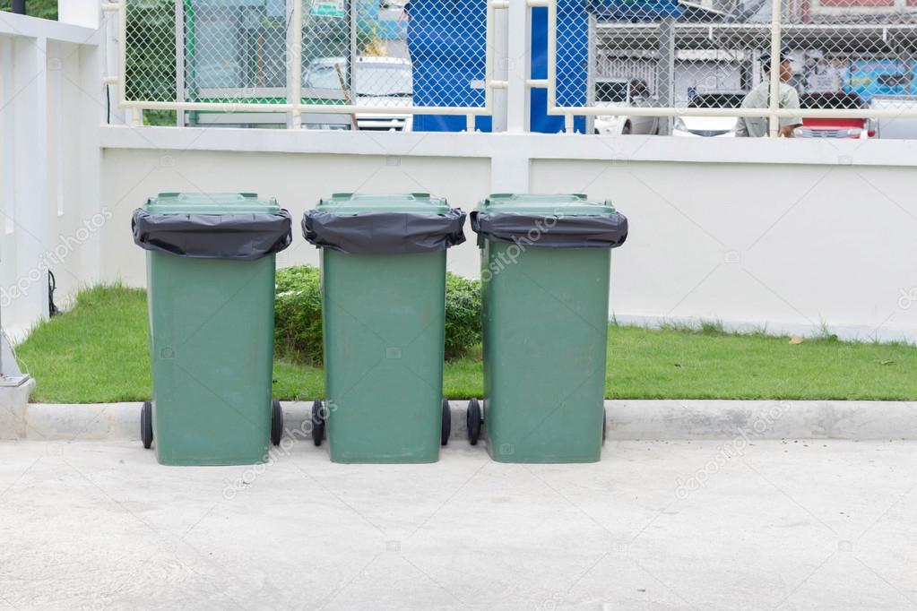 The row of green bin for green earth