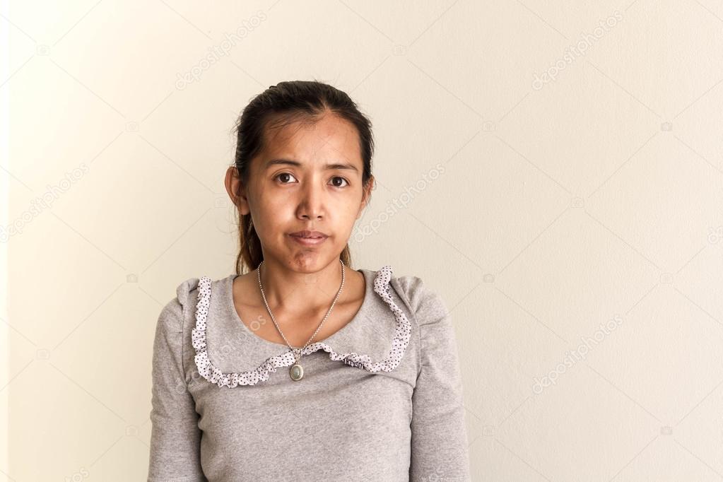 Asian woman real face - Close up