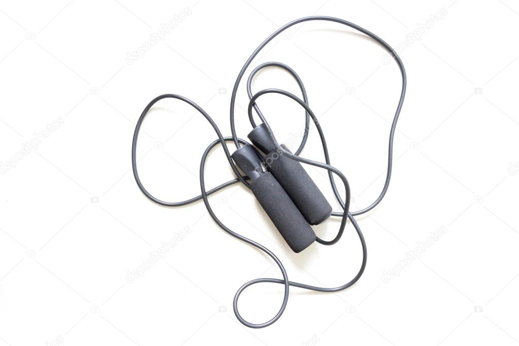 Black skipping rope for an exercise