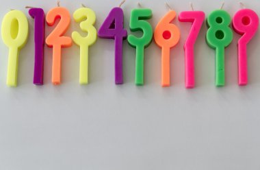 Sayı olarak şeklinde renkli mumlar