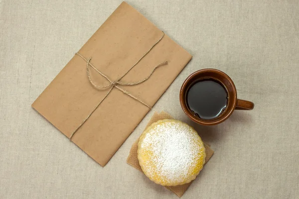 Homemade milk biscuits and a cup of coffee — Stock Photo, Image