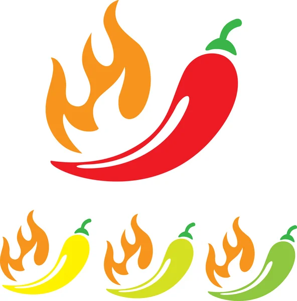 Vektorové ikony chilli pepř na bílém pozadí — Stockový vektor