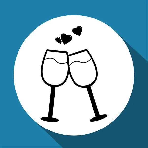 Icono de copa de vino con corazones — Vector de stock