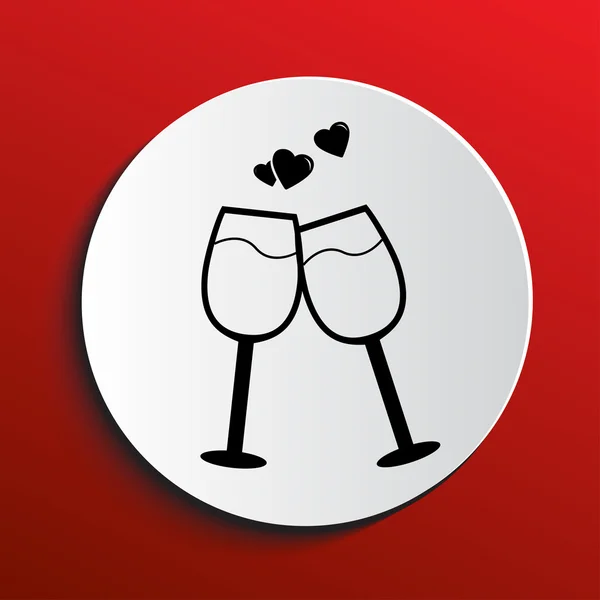 Icono de copa de vino con corazones — Vector de stock