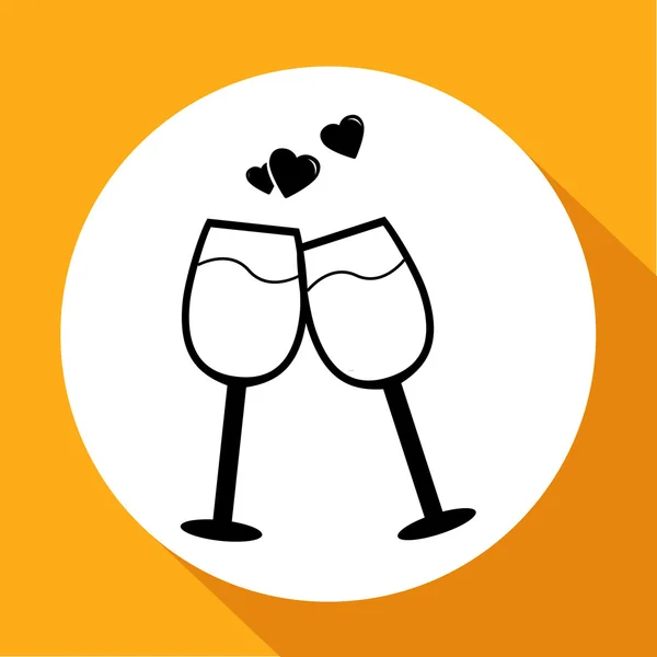 Icono de copa de vino con corazones — Vector de stock