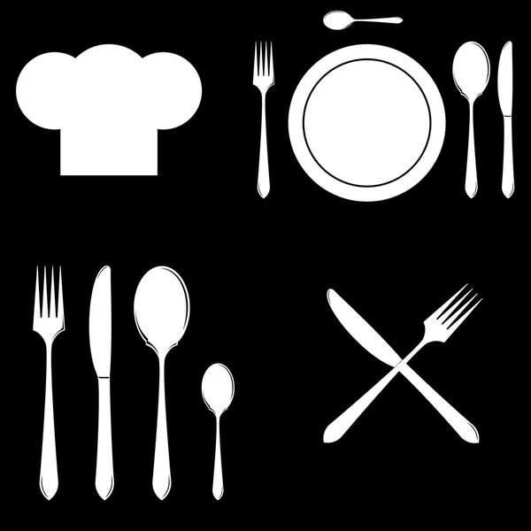 Tenedor, cuchillo, cuchara icono imagen vectorial — Archivo Imágenes Vectoriales