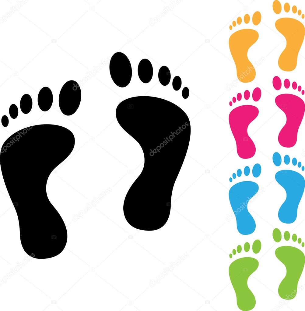Footprint, shoes and sandals print - illustration