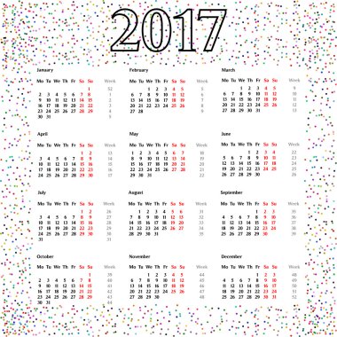 2017 Takvim şablonu