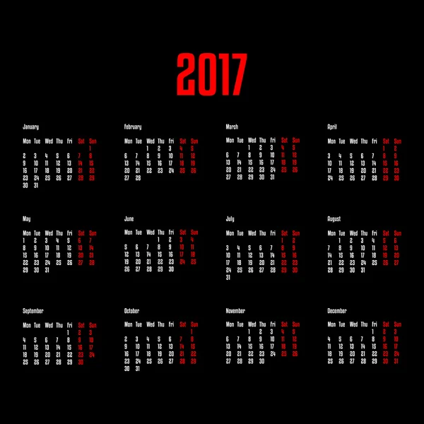 Πρότυπο ημερολογίου 2017 — Διανυσματικό Αρχείο