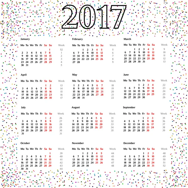 Modèle de calendrier 2017 — Image vectorielle