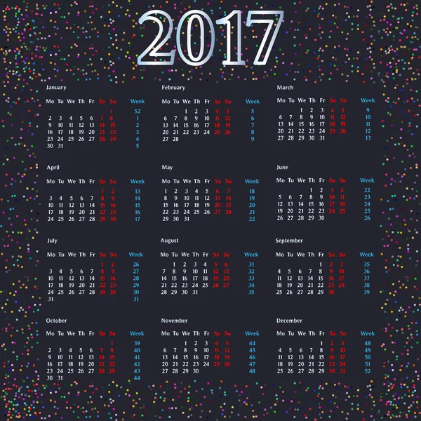 Plantilla calendario 2017 — Vector de stock