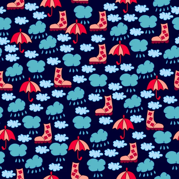 Bulutlar, yağmur damlaları ile Sonbahar dikişsiz desen,