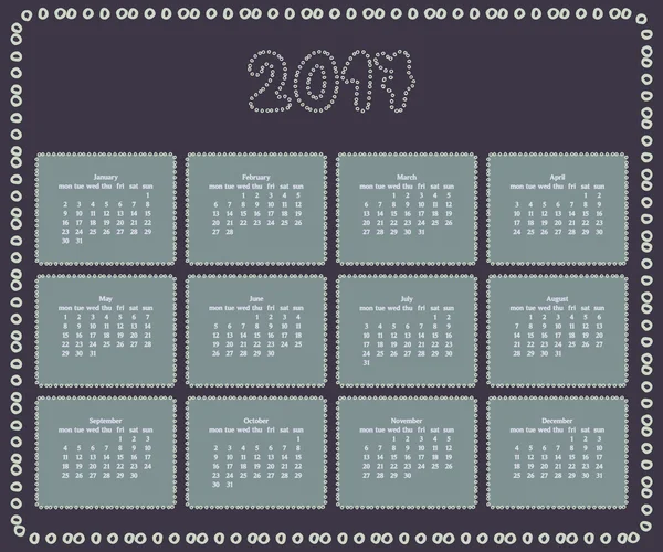2017 year calendar template.Colorful decorative design. — Stock Vector