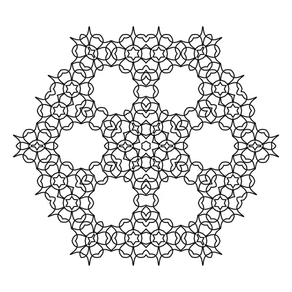 Ronde decoratieve geometrische patroon. Lace cirkel ontwerpsjabloon. Abstracte mono lijn achtergrond. Mandala illustratie — Stockvector