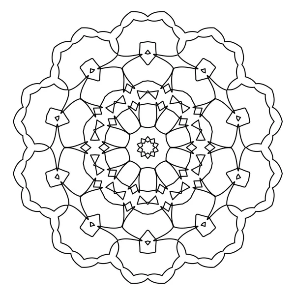 Ronde decoratieve geometrische patroon. Lace cirkel ontwerpsjabloon. Abstracte mono lijn achtergrond. Mandala illustratie — Stockvector