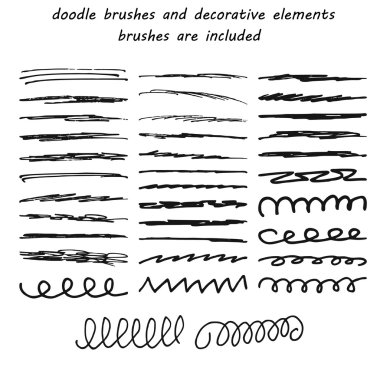 Doodle, mürekkep fırçalar el çizilmiş dekoratif unsurlar