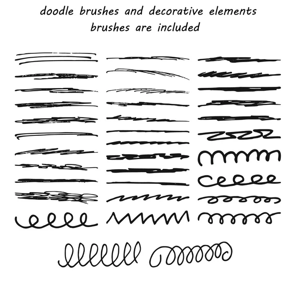 Каракули, чернила кисти ручной работы декоративные элементы — стоковый вектор