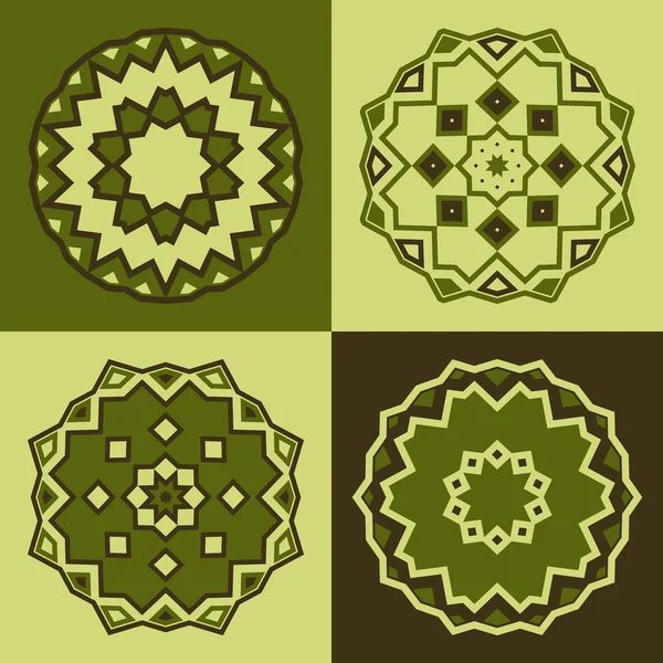 ベクターロゴデザインテンプレートとパターン。抽象的な丸いアイコン。緑色のクリエイティブな円形シンボルのセット. — ストックベクタ